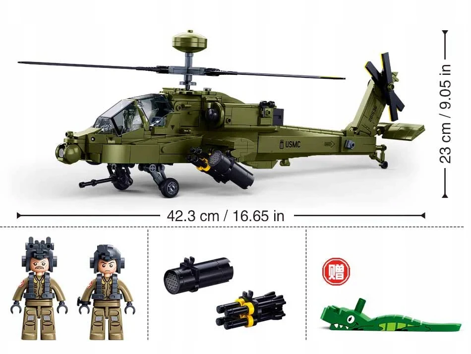 Sraigtasparnis AH-64 Apache 1:35 Blocks Sluban 734 el M38-B1536