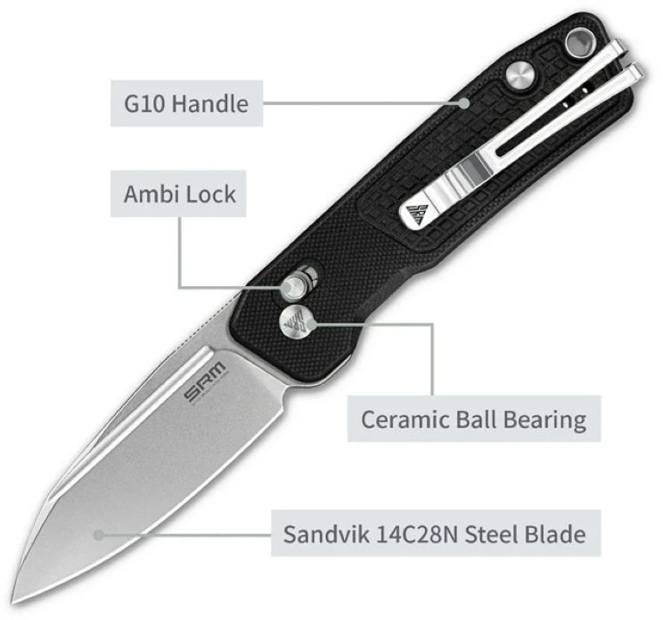 SRM 7229-GB Scout sulankstomas peilis - G10 rankena ir 14C28N plienas