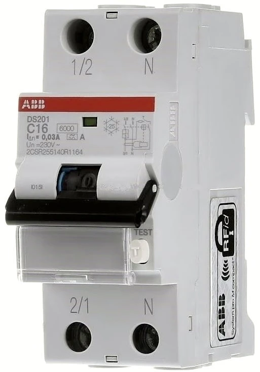 ABB Srovės nuotėkio relė FH204, 25A, 6kA, 30mA AC, 4P