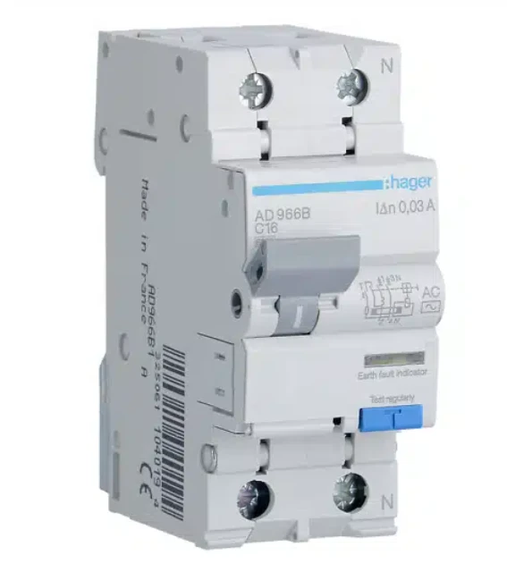 Srovės nuotekio relė Hager CD226J (AC, 25A, 2P, 30mA, 230V)