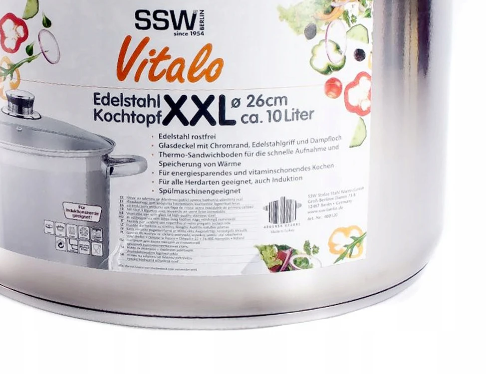 SSW nerūdijančio plieno puodas 10L GASTRO XXL