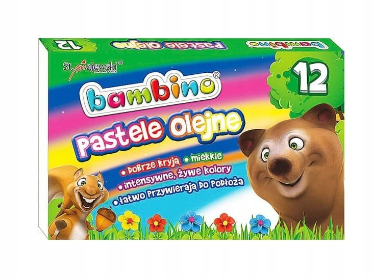 St. Majewski BAMBINO aliejinės pastelinės kreidelės 12 spalvų