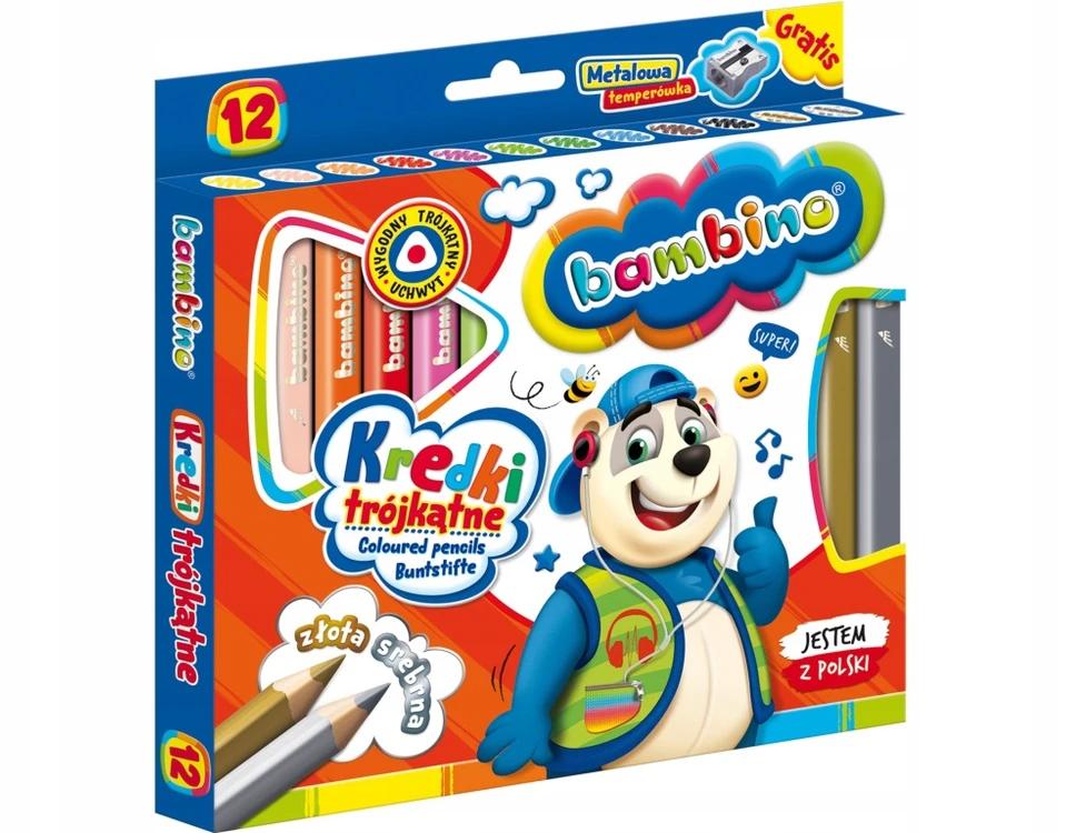 Pieštukai su drožtuku Bambino, 12vnt.