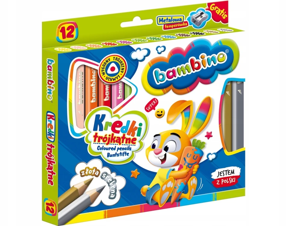 Pieštukai su drožtuku Bambino, 12vnt.