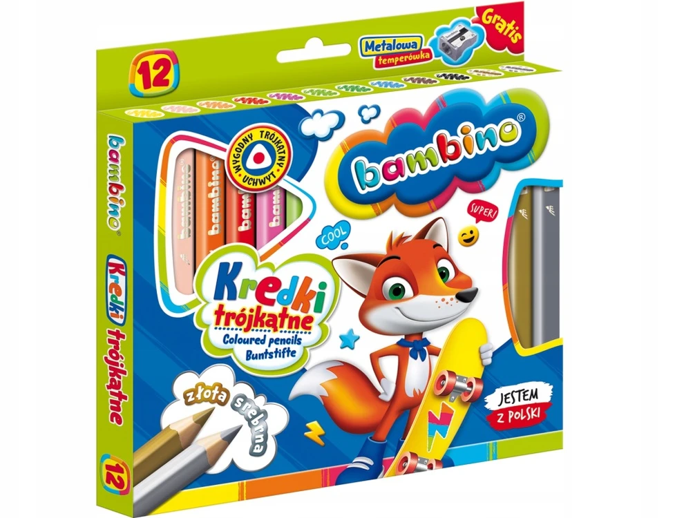 Pieštukai su drožtuku Bambino, 12vnt.