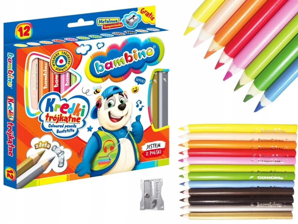 Pieštukai su drožtuku Bambino, 12vnt.
