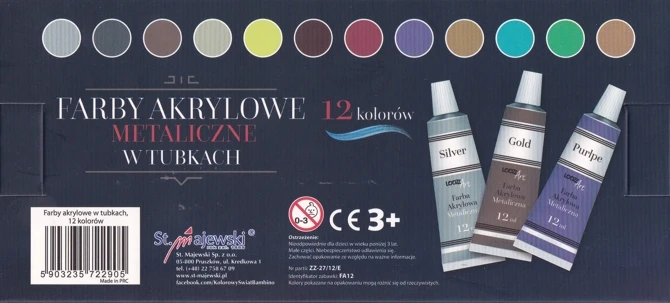 St. Majewski Loozzart Metalizuoti akriliniai dažai, 12 x 12ml