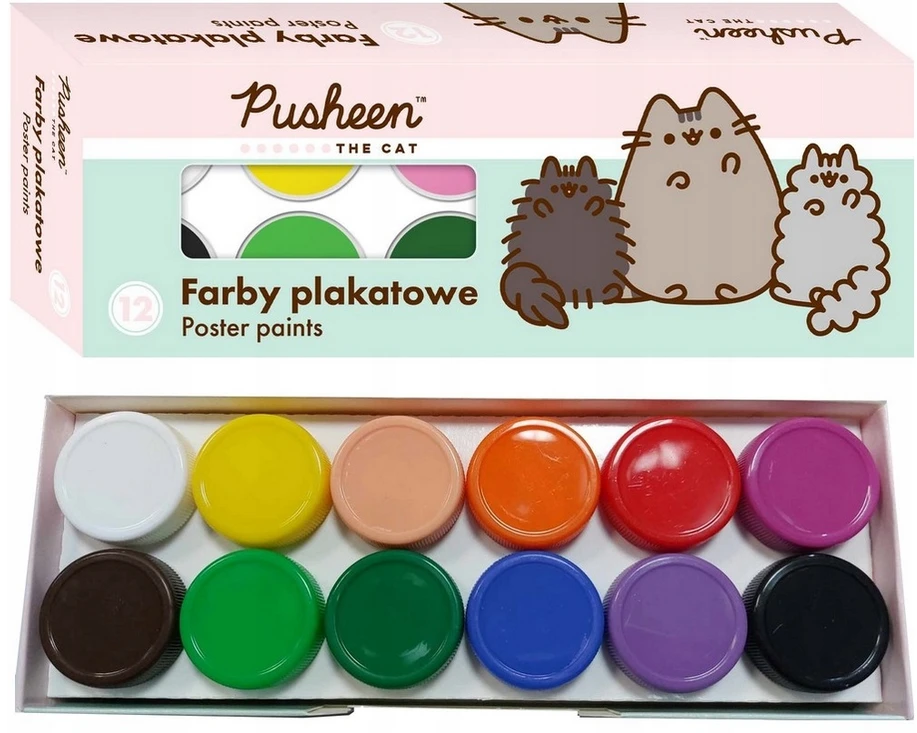 Starpak St. Majewski Plakatų dažai 12 spalvų 20ml Pusheen