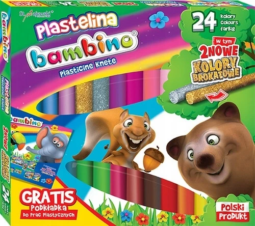 St. Majewski Plastelino rinkinys 24 spalvos Bambino - intensyvūs, ryškūs atspalviai