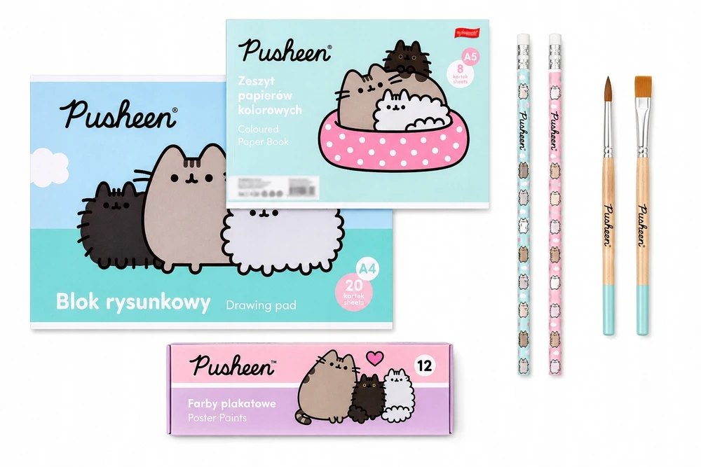 St. Majewski WYPRAWKA SZKOLNA PUSHEEN Duża +Penalas Rinkinys Szkolny Plastyczny Przybory