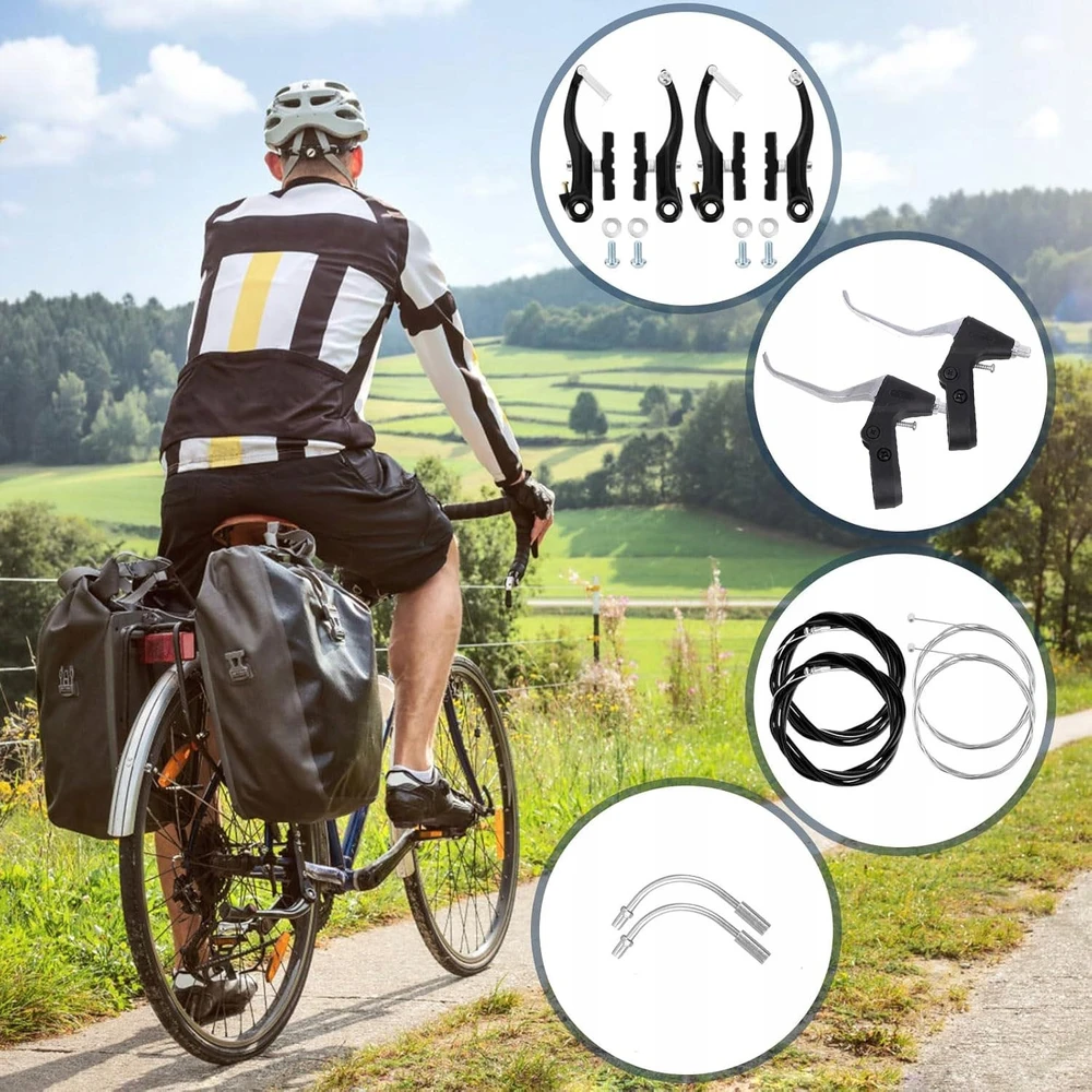 STABDŽIŲ RINKINYS PRIEKINIS GALINĖS V formos stabdžių kabeliai MTB trinkelių svirtis