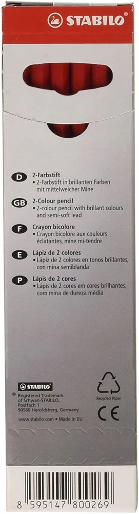 Stabilo Bicolor Pieštukai Raudoni/mėlyni, 12 vnt.