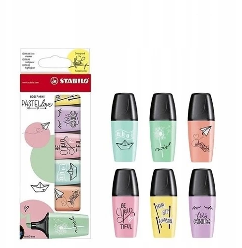Stabilo Boss Mini žymekliai, pastelinių spalvų, 6 vnt.