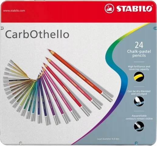 Stabilo Carbothello pieštukai, 24 vnt., metalinė dėžutė