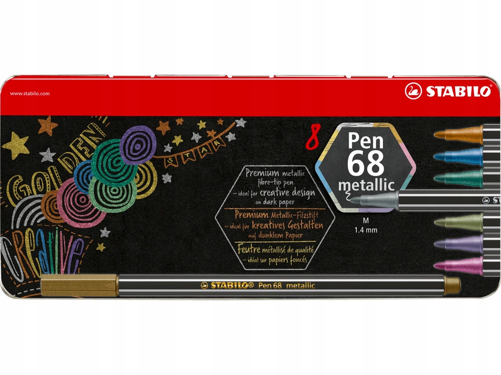 Stabilo Pen 68 Arty metaliniai flomasteriai, 8 vnt.