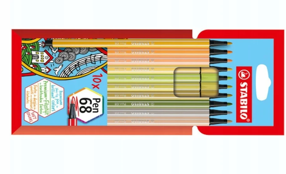 Stabilo Pen 68 flomasteris, 14 pastelinis, geltonas