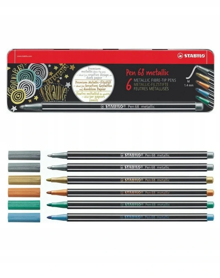 Stabilo Pen 68 Metallic flomasteriai, 6 vnt.