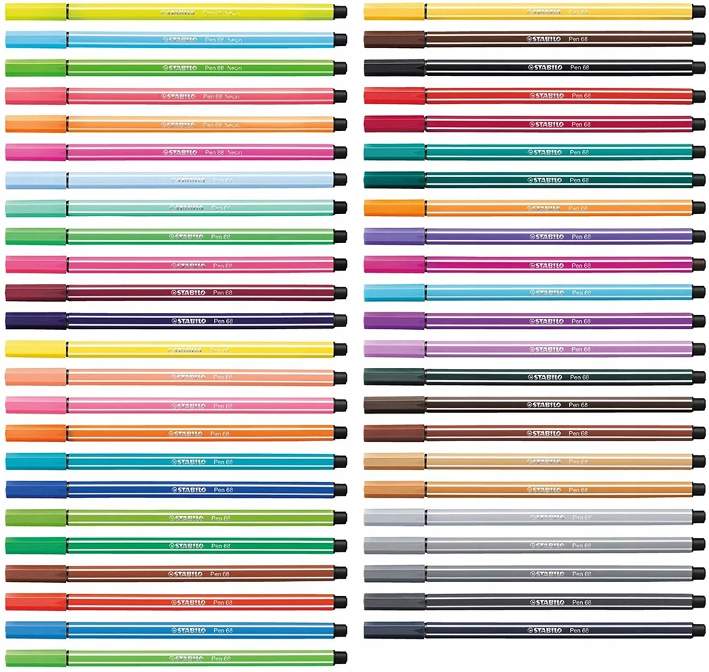 Stabilo Pen 68 rinkinys: 24 spalvoti markeriai