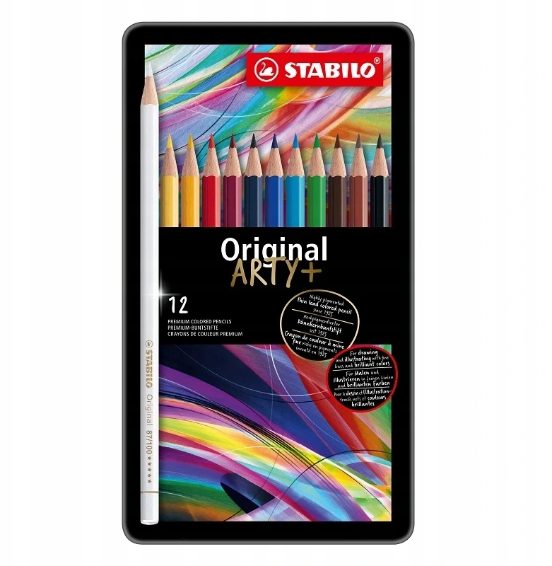 Stabilo pieštukai 12 spalvų metalinėje dėžutėje