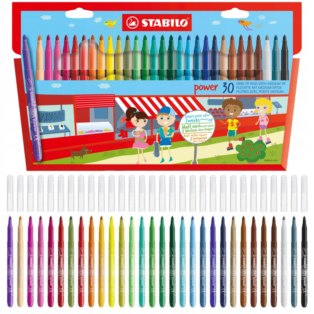 Stabilo Power spalvoti flomasteriai, 30 vnt. rinkinys