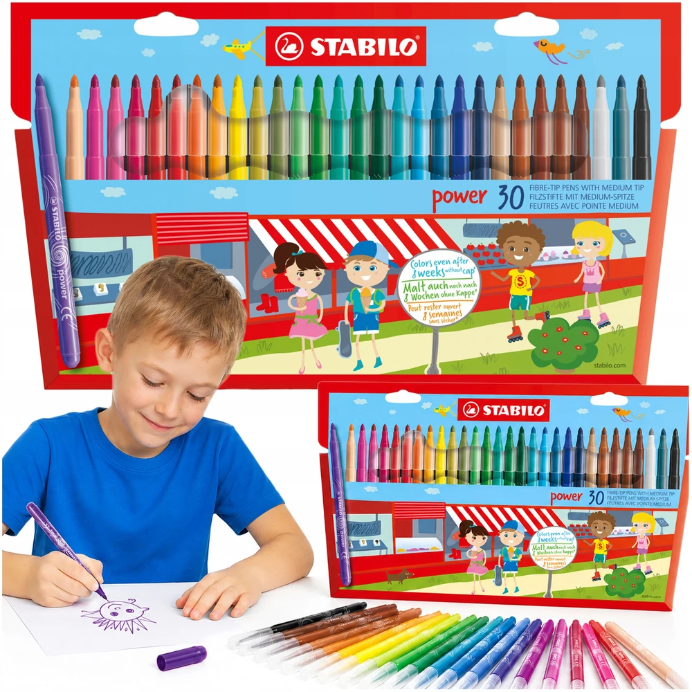 Stabilo Power spalvoti flomasteriai, 30 vnt. rinkinys