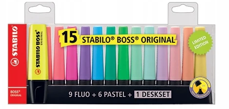 Stabilo Teksto žymeklis BOSS 15 vnt stalo komplektas