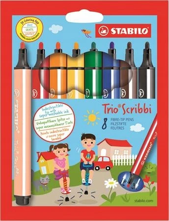 Stabilo Trio Scribbi flomasteriai, 8 spalvų