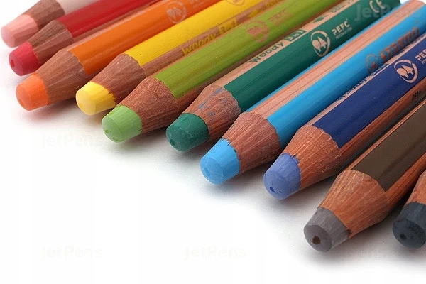 Stabilo Woody 3 viename pieštukų kreidelės storos XXL 6 spalvos kartoniniame dėkle