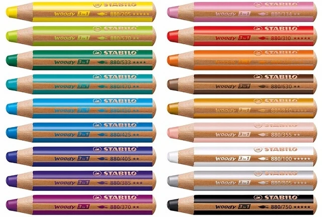 Stabilo Woody 3 viename pieštukų kreidelės storos XXL 6 spalvos kartoniniame dėkle