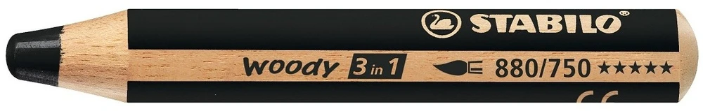 Stabilo Woody 3in1 kreidelė, juoda