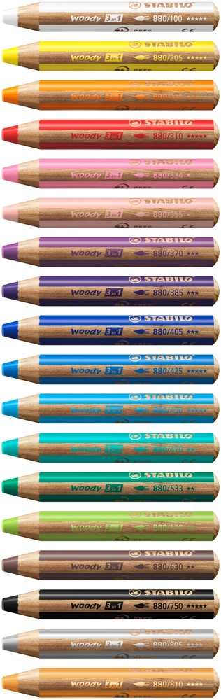 Stabilo Woody 3in1 kreidelė, šviesiai rožinė, Nr. 355