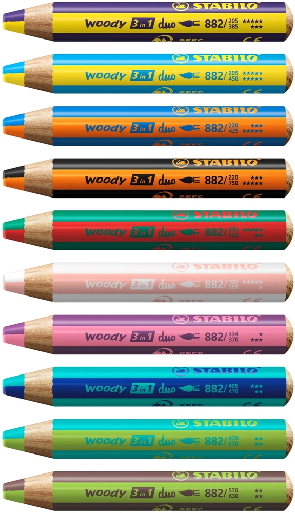 Stabilo Woody Spalvinimo pieštukas - Raudonas, Tamsiai žalias