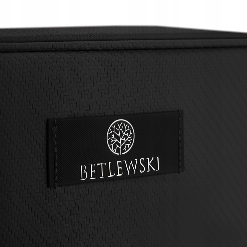 Stačiakampė kelioninė kosmetinė, Betlewski, Essential, su rankena, juodas, PVC, 25 x 14 x 11 cm