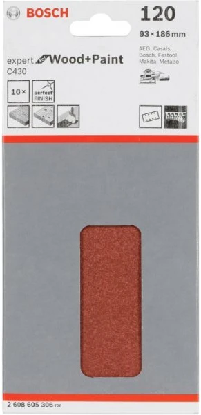 Bosch Šlif.pop,medžiui,perf. 93x185,K120,10vnt.Velchro