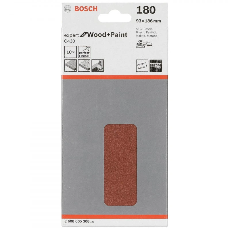 Bosch Šlif.pop,medžiui,perf. 93x185,K180,10vnt.Velchro