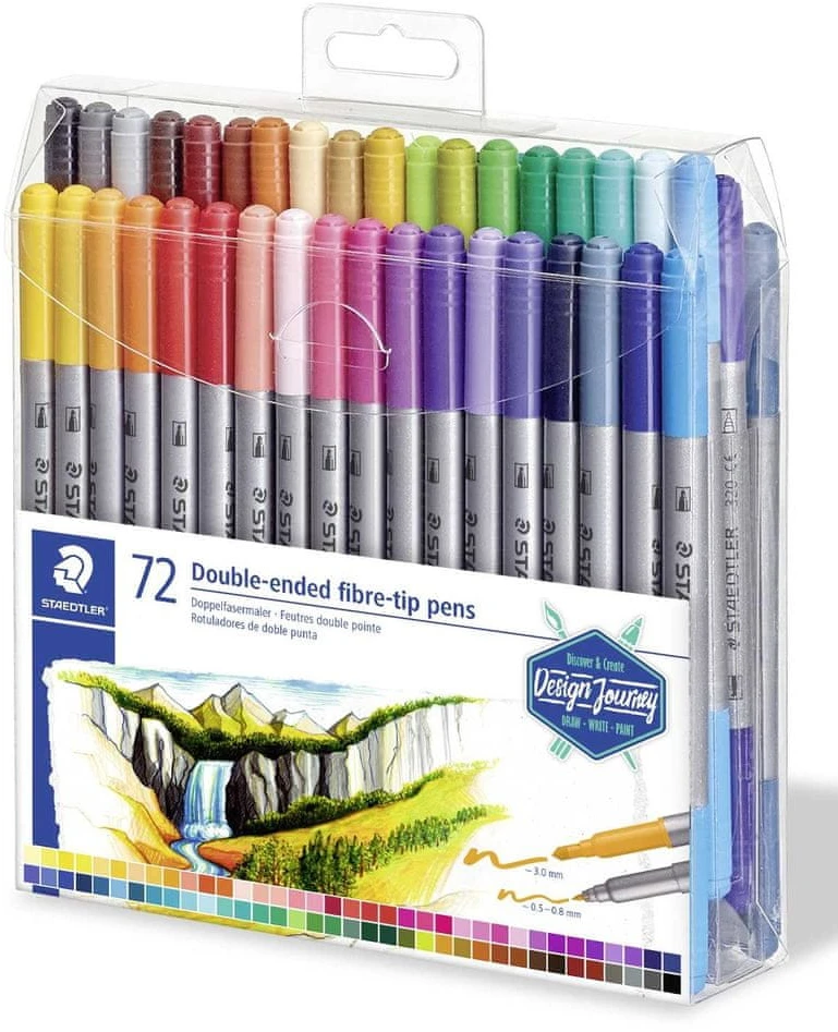 Flomasteriai STAEDTLER, dvipusiai, 72 vnt.