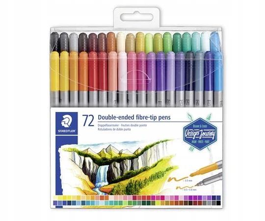 Flomasteriai STAEDTLER, dvipusiai, 72 vnt.
