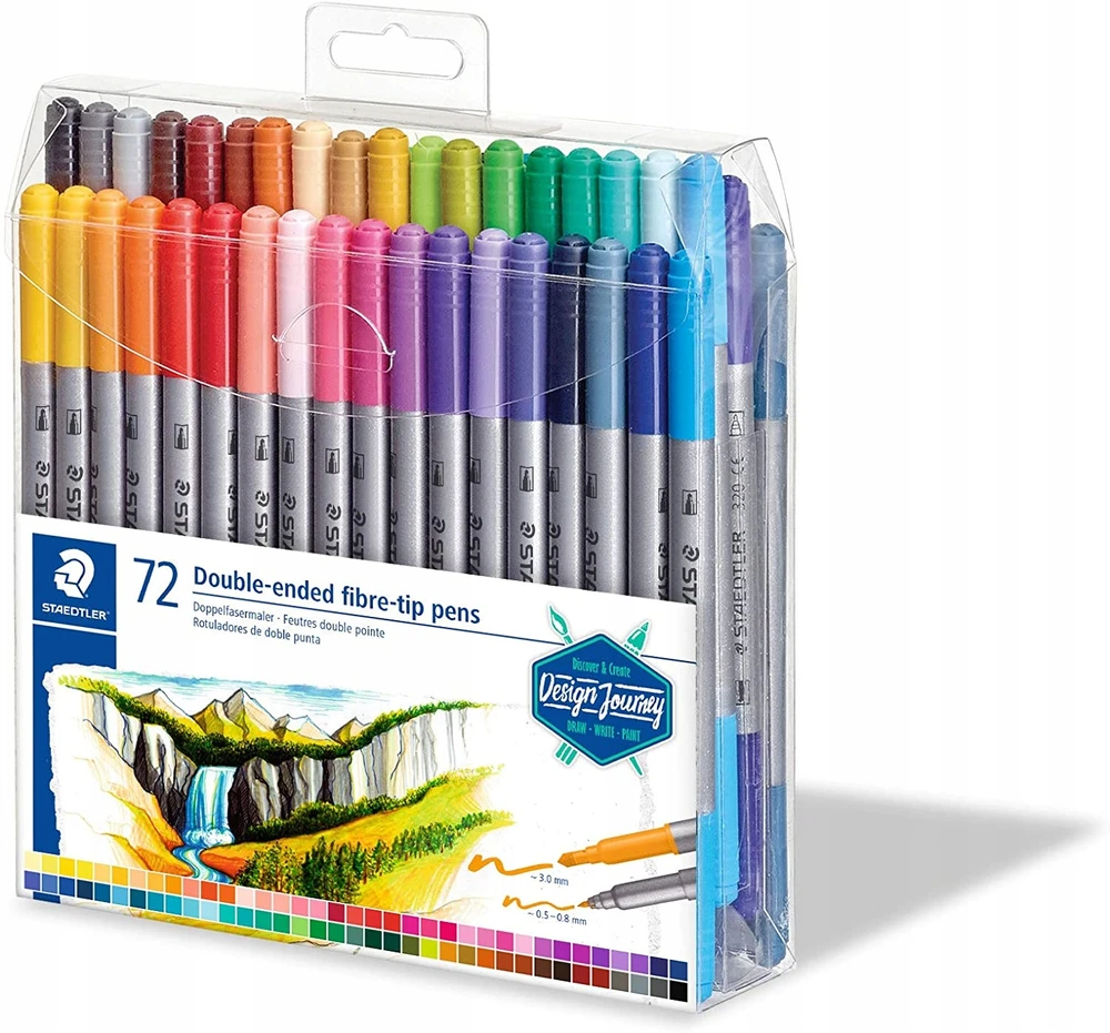 Flomasteriai STAEDTLER, dvipusiai, 72 vnt.