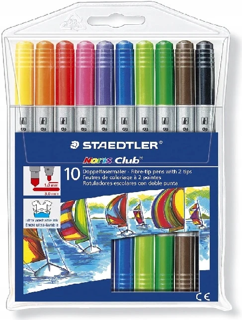 Staedtler Dvipusiai flomasteriai Noris CLub, 10 spalvų