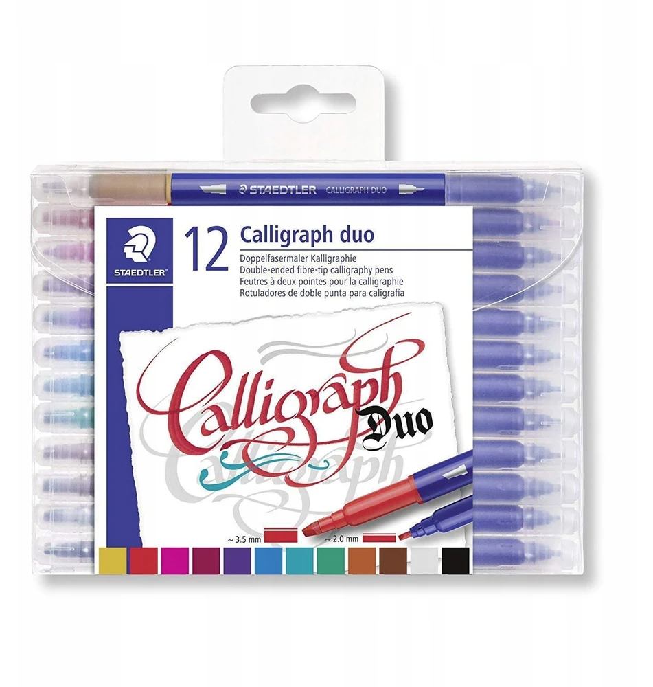 Staedtler Kaligrafiniai "calligraph Duo" markeriai, 12 spalvų, 2,0/3,5 mm