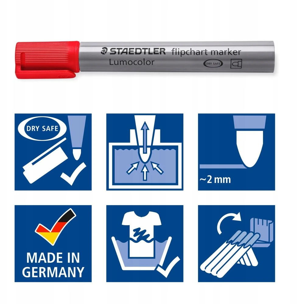 Staedtler Lumocolor žymekliai flipchart, 4 spalvos, su nuožulniu galiuku