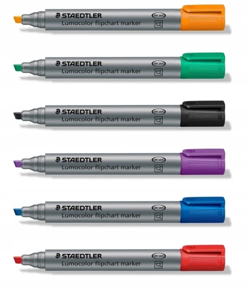Staedtler Lumocolor žymekliai flipchart, 4 spalvos, su nuožulniu galiuku