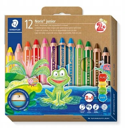 Staedtler - Noris Junior Chunky 3in1 spalvoti pieštukai, 12 vnt. (+2 metai) (140 C12)