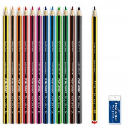 Staedtler Noris spalvoti pieštukai, 12 vnt., su trintuku ir pieštuku