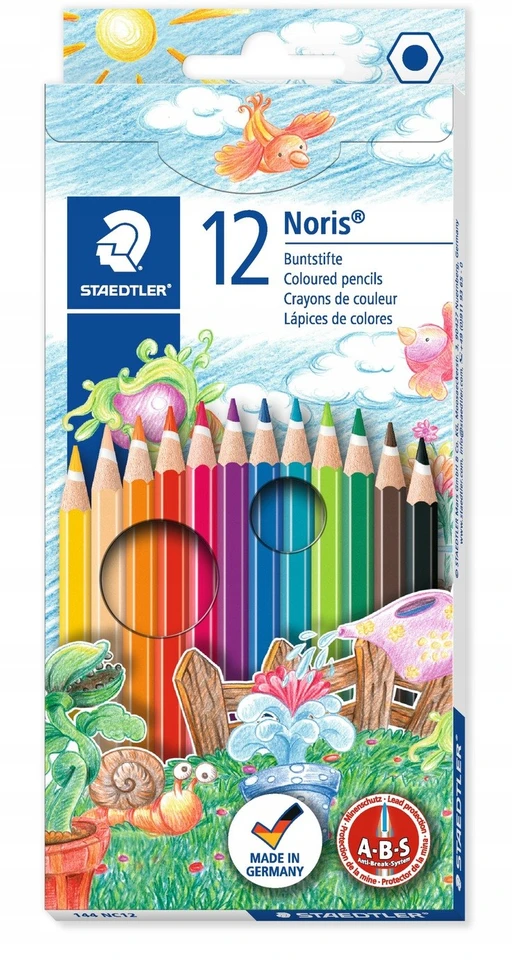 Staedtler Noris spalvoti pieštukai, 12 vnt., su trintuku ir pieštuku