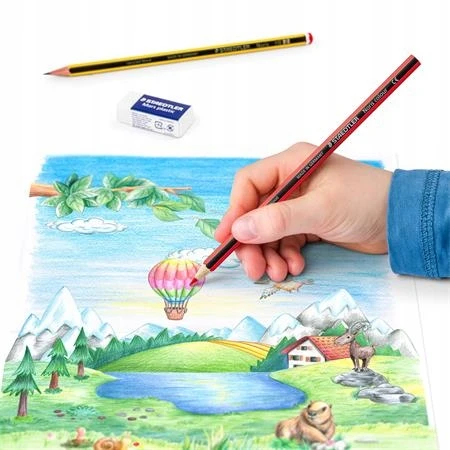 Staedtler Noris spalvoti pieštukai, 12 vnt., su trintuku ir pieštuku