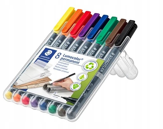 Staedtler Permanentiniai markeriai Lumocolor 313 S, 8 spalvų rinkinys, 0.4 mm
