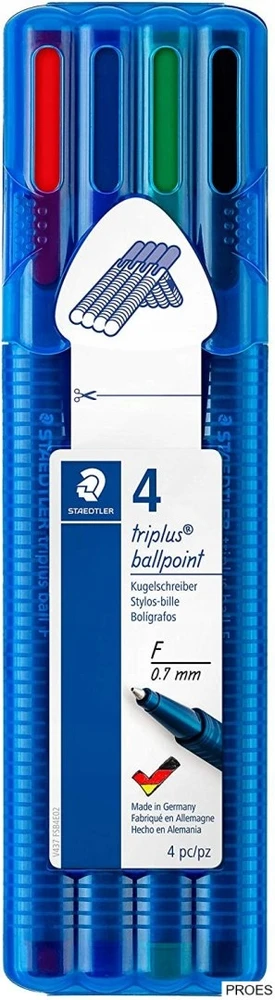 Staedtler Triplus Ball rašiklis, F, 4 spalvos, dėklas