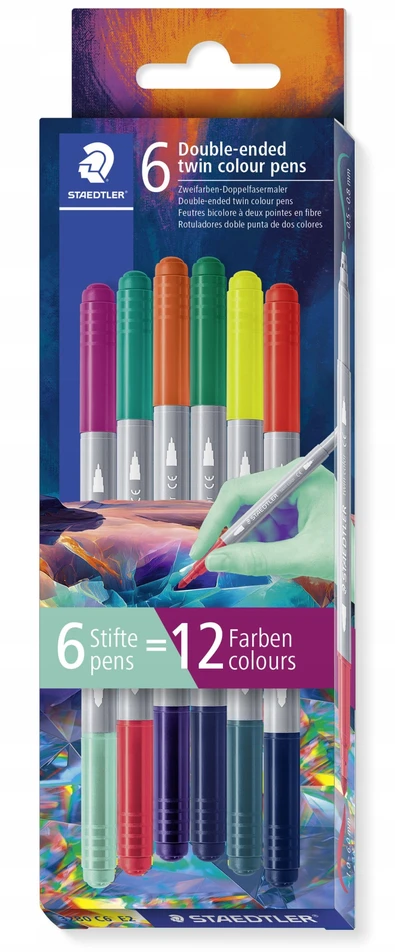 Staedtler Žymekliai "3280", 12 spalvų, dvipusiai, 1-3 mm