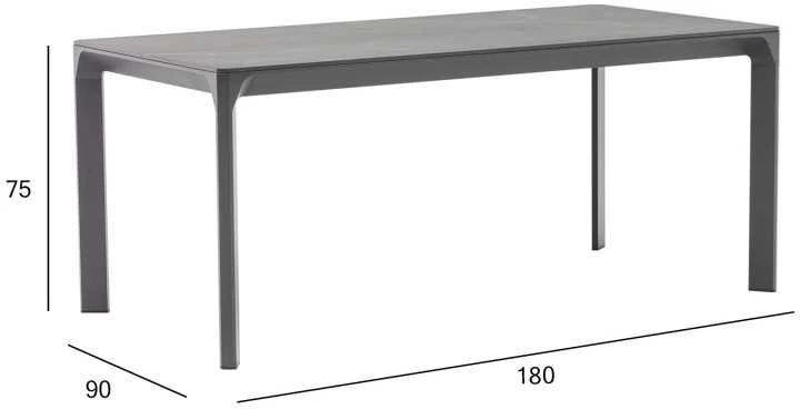 Home4You Stalas CARVES 180x90xH75cm, antracito spalvos